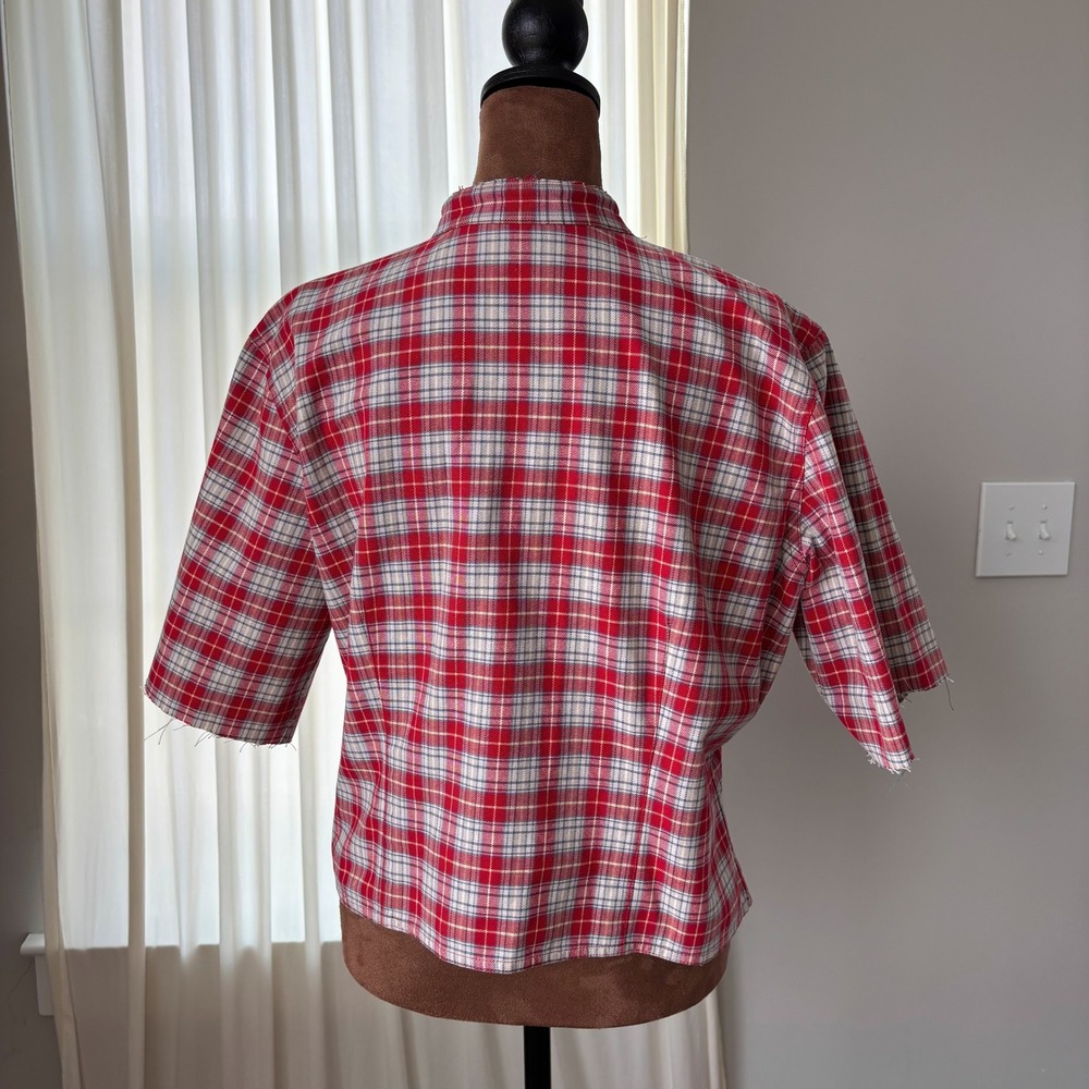90s Vintage Liz Claiborne Top M Lizwear Cotton Plaid Western Cowgirl Grunge - Picture 3 of 15